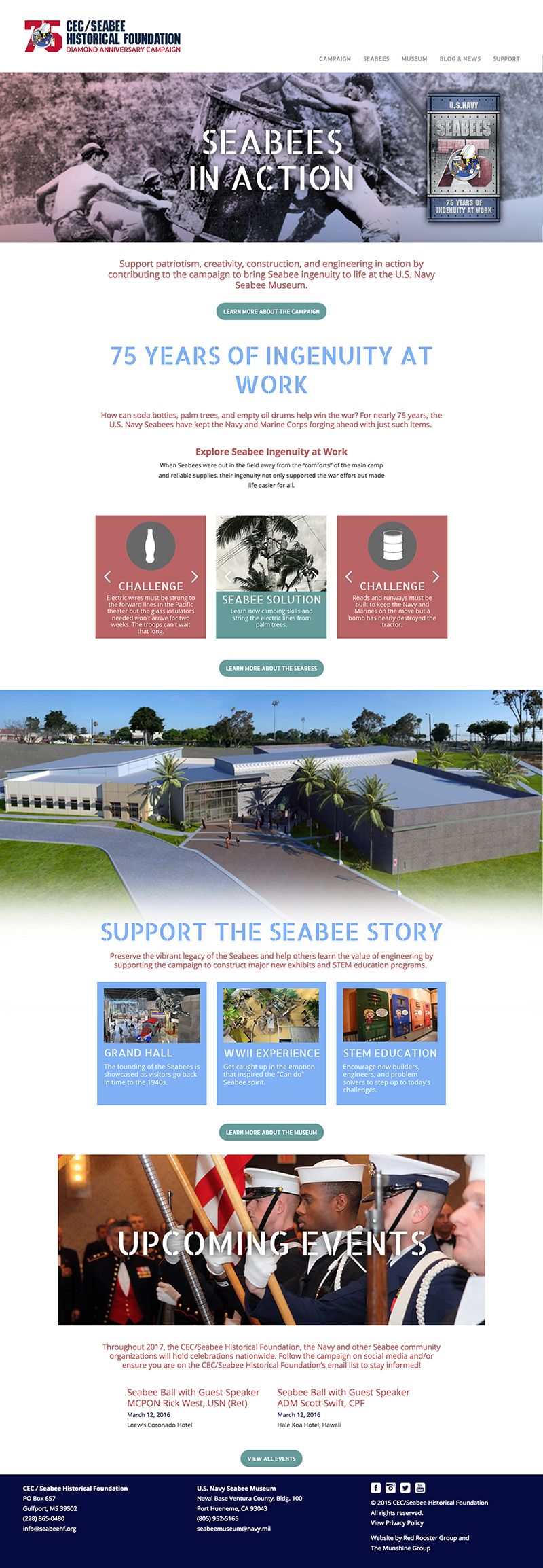 Seabee campaign website homepage
